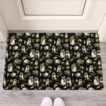 Raccoon And Banana Pattern Print Rubber Doormat