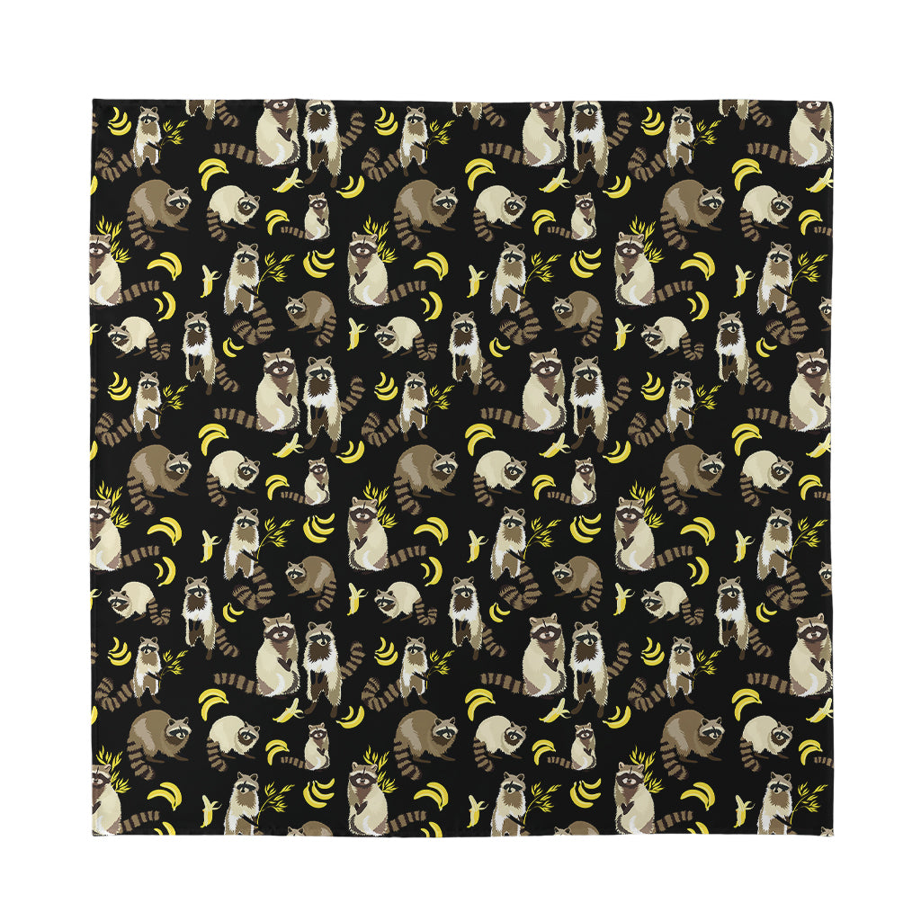 Raccoon And Banana Pattern Print Silk Bandana