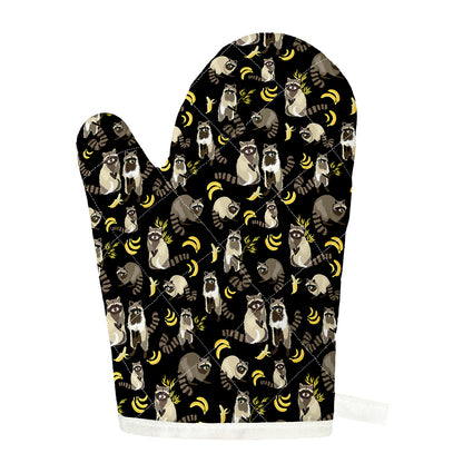 Raccoon And Banana Pattern Print Single Oven Mitt