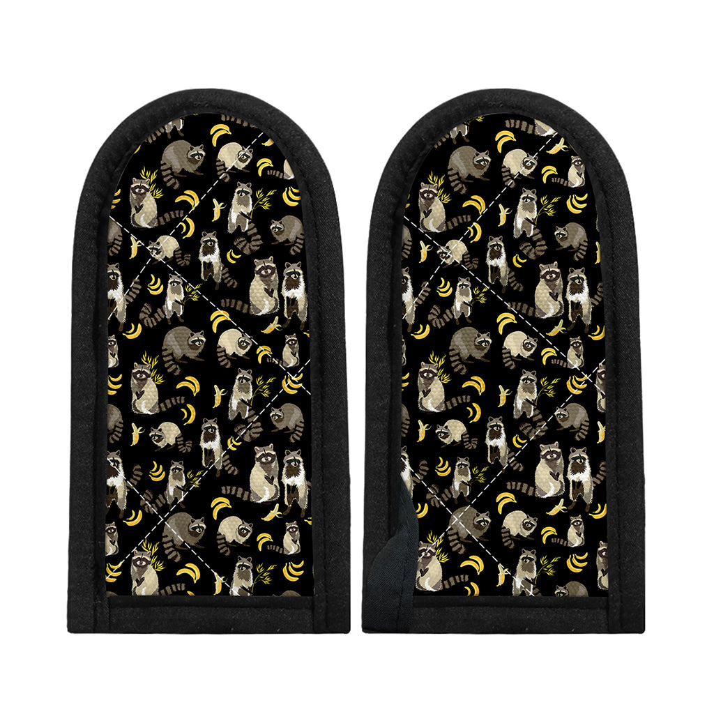 Raccoon And Banana Pattern Print Skillet Handle Cover