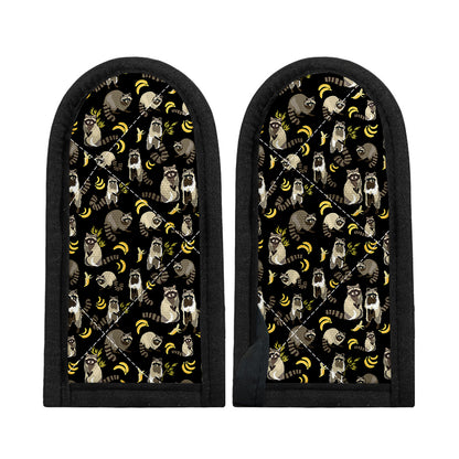 Raccoon And Banana Pattern Print Skillet Handle Cover