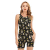 Raccoon And Banana Pattern Print Sleeveless One Piece Swimsuit