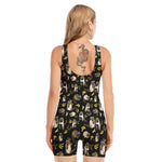 Raccoon And Banana Pattern Print Sleeveless One Piece Swimsuit