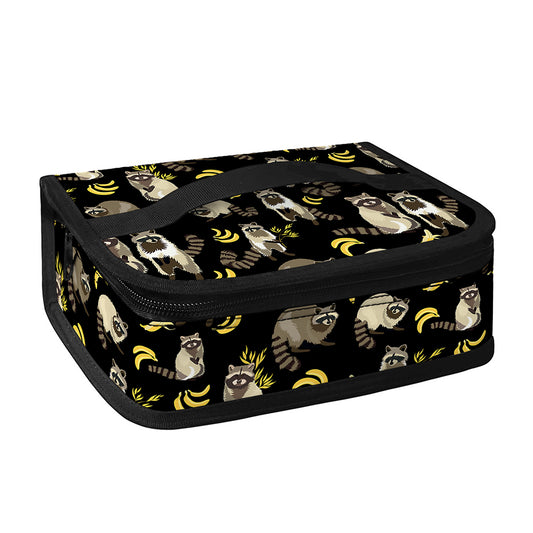 Raccoon And Banana Pattern Print Small Lunch Bag