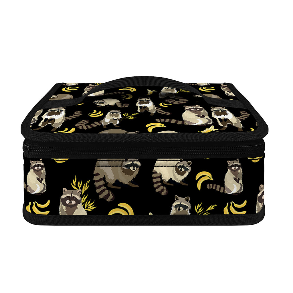 Raccoon And Banana Pattern Print Small Lunch Bag