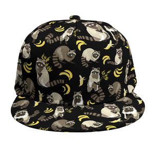 Raccoon And Banana Pattern Print Snapback Cap