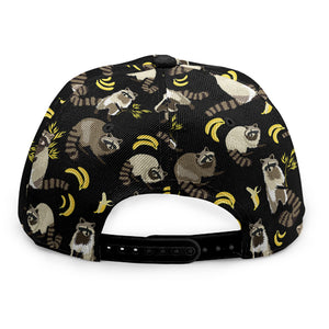 Raccoon And Banana Pattern Print Snapback Cap