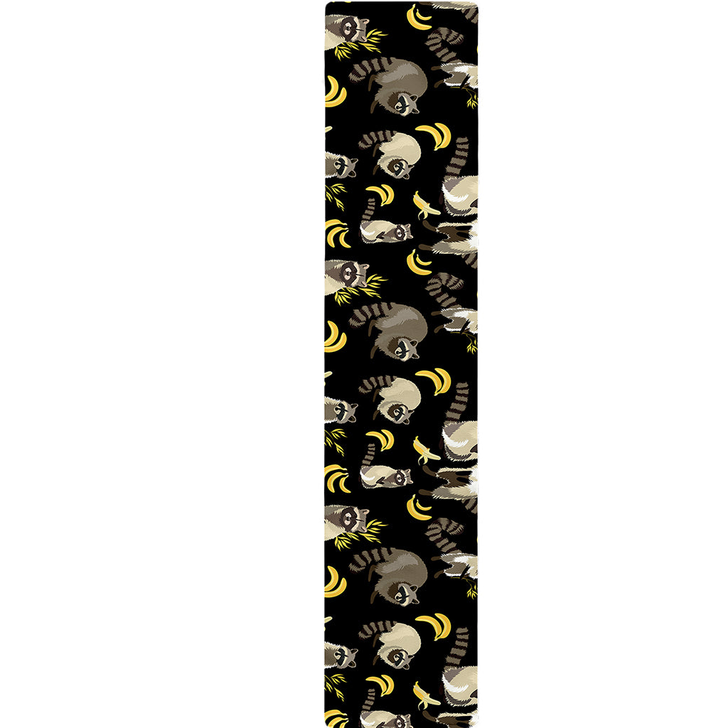 Raccoon And Banana Pattern Print Table Runner