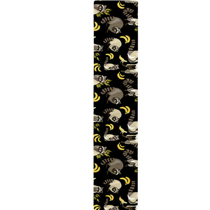 Raccoon And Banana Pattern Print Table Runner