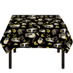 Raccoon And Banana Pattern Print Tablecloth