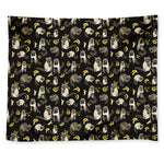 Raccoon And Banana Pattern Print Tapestry