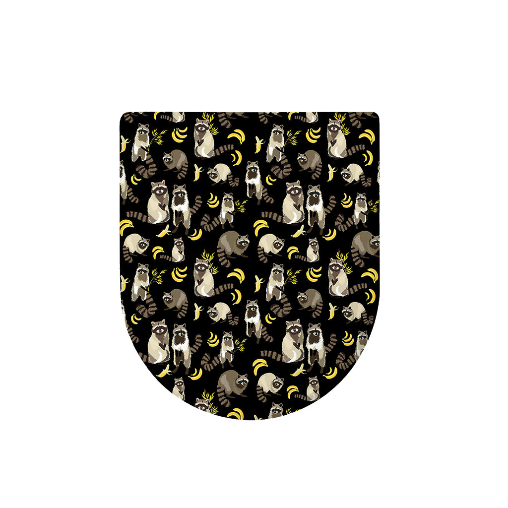 Raccoon And Banana Pattern Print Toilet Lid Cover