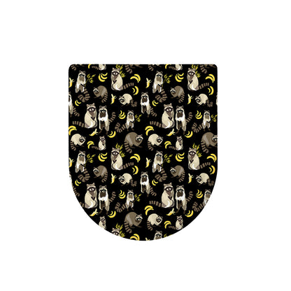 Raccoon And Banana Pattern Print Toilet Lid Cover