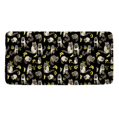 Raccoon And Banana Pattern Print Towel