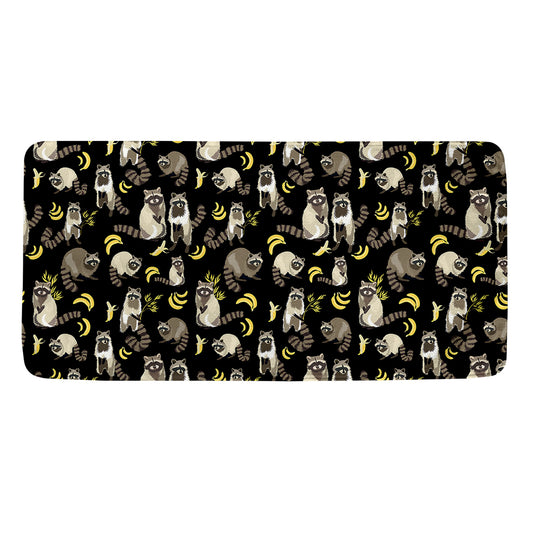 Raccoon And Banana Pattern Print Towel