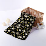 Raccoon And Banana Pattern Print Towel