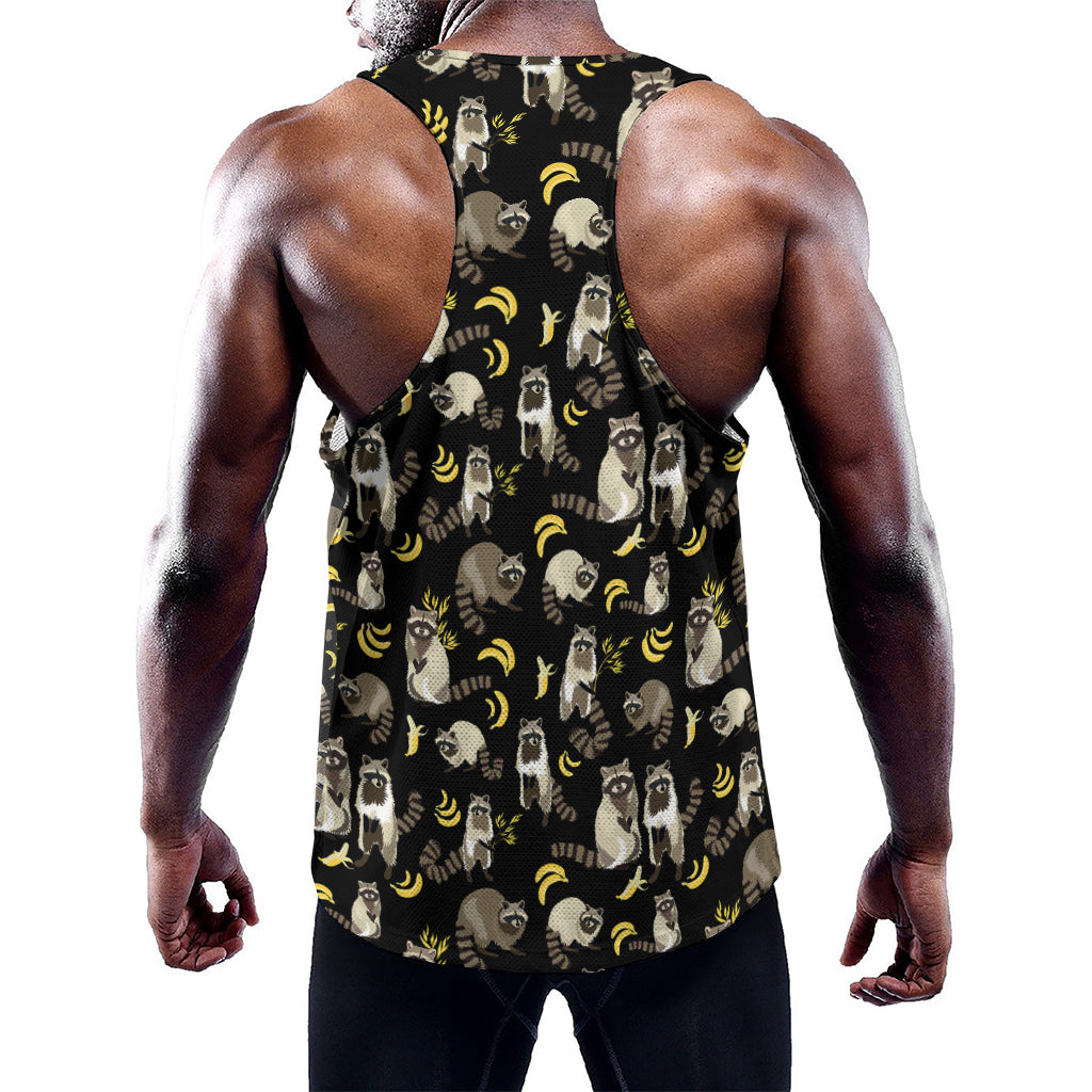 Raccoon And Banana Pattern Print Training Tank Top