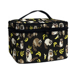 Raccoon And Banana Pattern Print Travel Makeup Bag