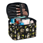 Raccoon And Banana Pattern Print Travel Makeup Bag