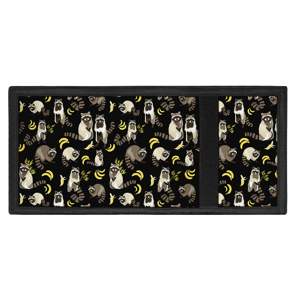 Raccoon And Banana Pattern Print Trifold Wallet