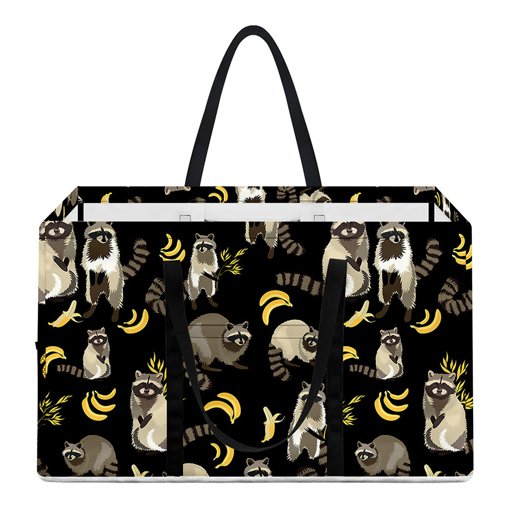 Raccoon And Banana Pattern Print Utility Tote Bag