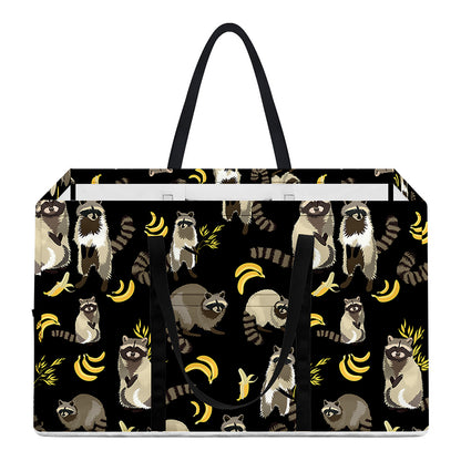 Raccoon And Banana Pattern Print Utility Tote Bag