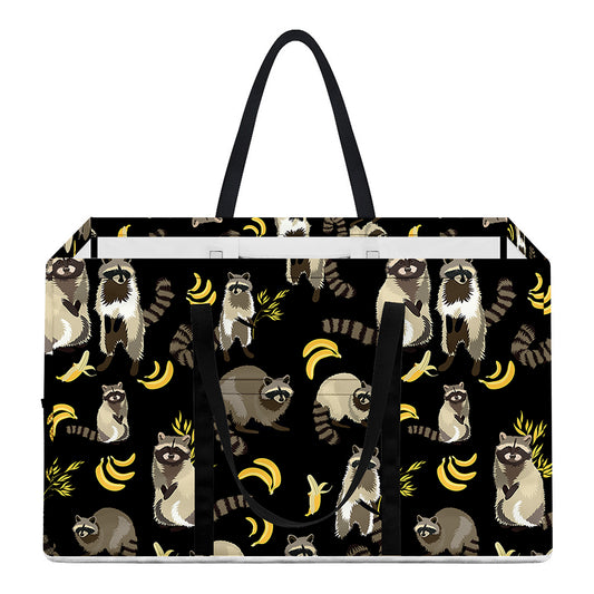 Raccoon And Banana Pattern Print Utility Tote Bag
