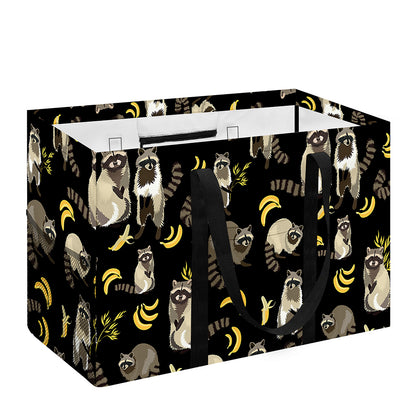 Raccoon And Banana Pattern Print Utility Tote Bag