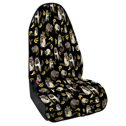 Raccoon And Banana Pattern Print Waterproof Car Seat Cover