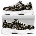 Raccoon And Banana Pattern Print White Chunky Shoes