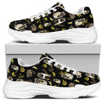 Raccoon And Banana Pattern Print White Chunky Shoes