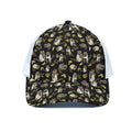 Raccoon And Banana Pattern Print White Mesh Trucker Hat