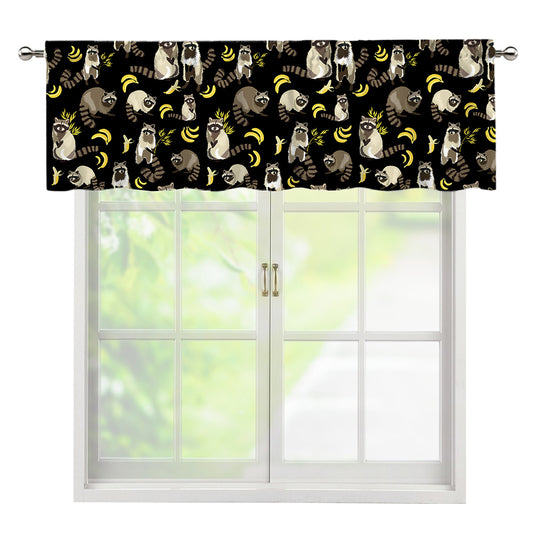Raccoon And Banana Pattern Print Window Valance