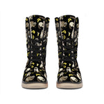 Raccoon And Banana Pattern Print Winter Boots