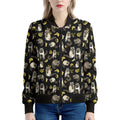 Raccoon And Banana Pattern Print Women's Bomber Jacket