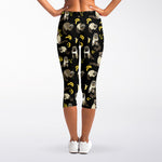 Raccoon And Banana Pattern Print Women's Capri Leggings