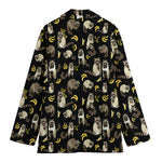 Raccoon And Banana Pattern Print Women's Cotton Blazer