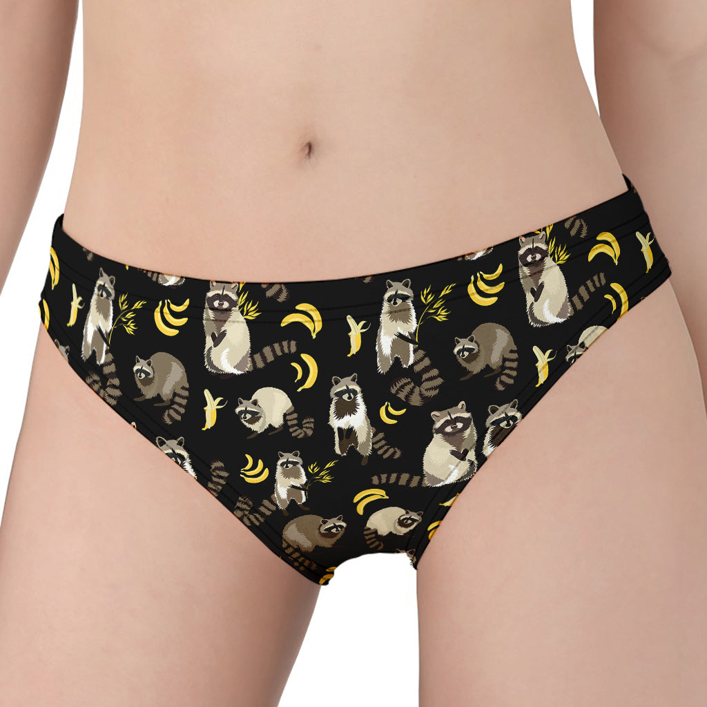 Raccoon And Banana Pattern Print Women's Panties