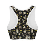 Raccoon And Banana Pattern Print Women's Sports Bra