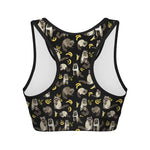 Raccoon And Banana Pattern Print Women's Sports Bra