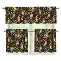 Raccoon And Floral Pattern Print 3 Piece Kitchen Curtains