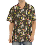 Raccoon And Floral Pattern Print Aloha Shirt