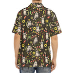 Raccoon And Floral Pattern Print Aloha Shirt