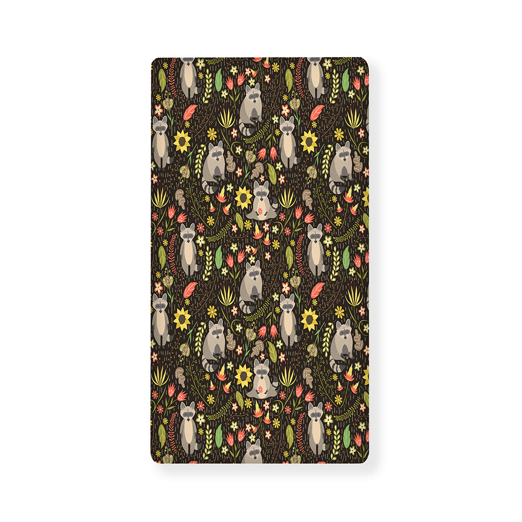Raccoon And Floral Pattern Print Baby Crib Sheet