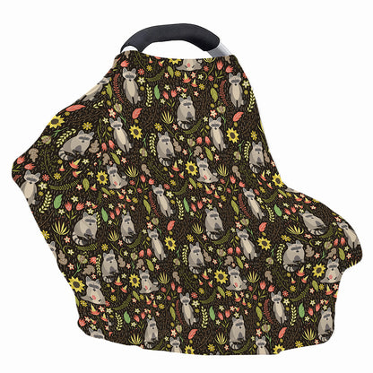 Raccoon And Floral Pattern Print Baby Seat Cover