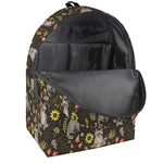 Raccoon And Floral Pattern Print Backpack