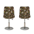 Raccoon And Floral Pattern Print Bar Stool Covers