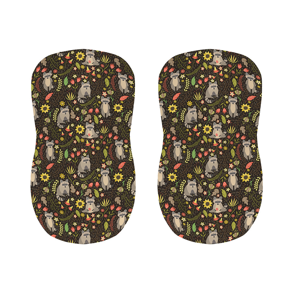 Raccoon And Floral Pattern Print Bar Stool Covers