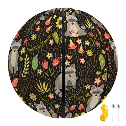 Raccoon And Floral Pattern Print Basketball