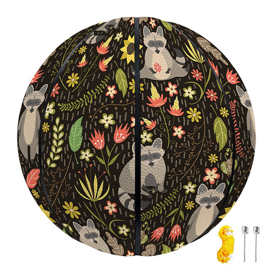Raccoon And Floral Pattern Print Basketball